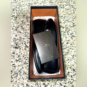 Black Leather Coach Benni Ballet Flats